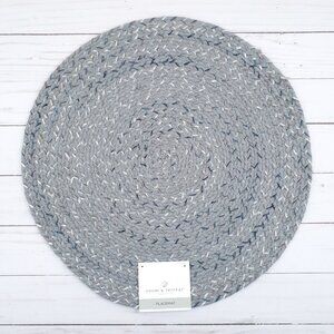 Room & Retreat Braided Placemat Centerpiece Calypso Gray Blue 15 in